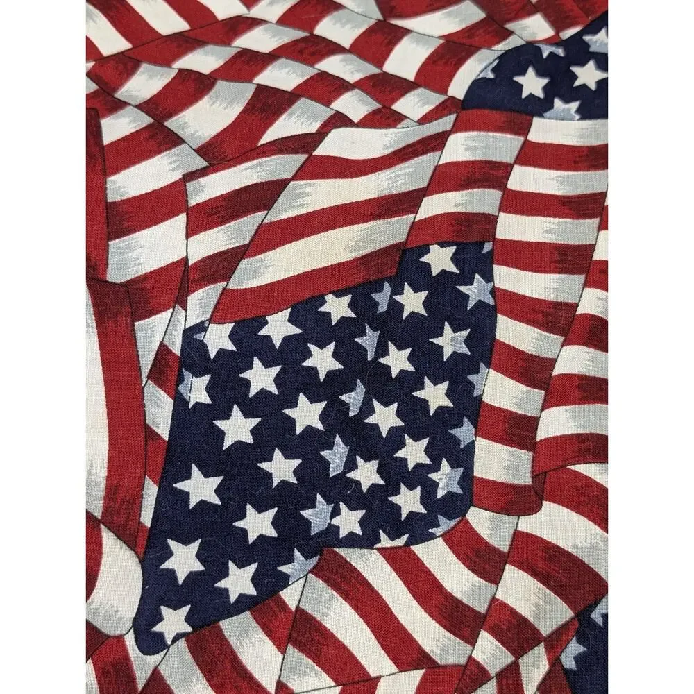 Vtg Handmade 2 Sided Patriotic Americana US Flag Solar System Blanket 44